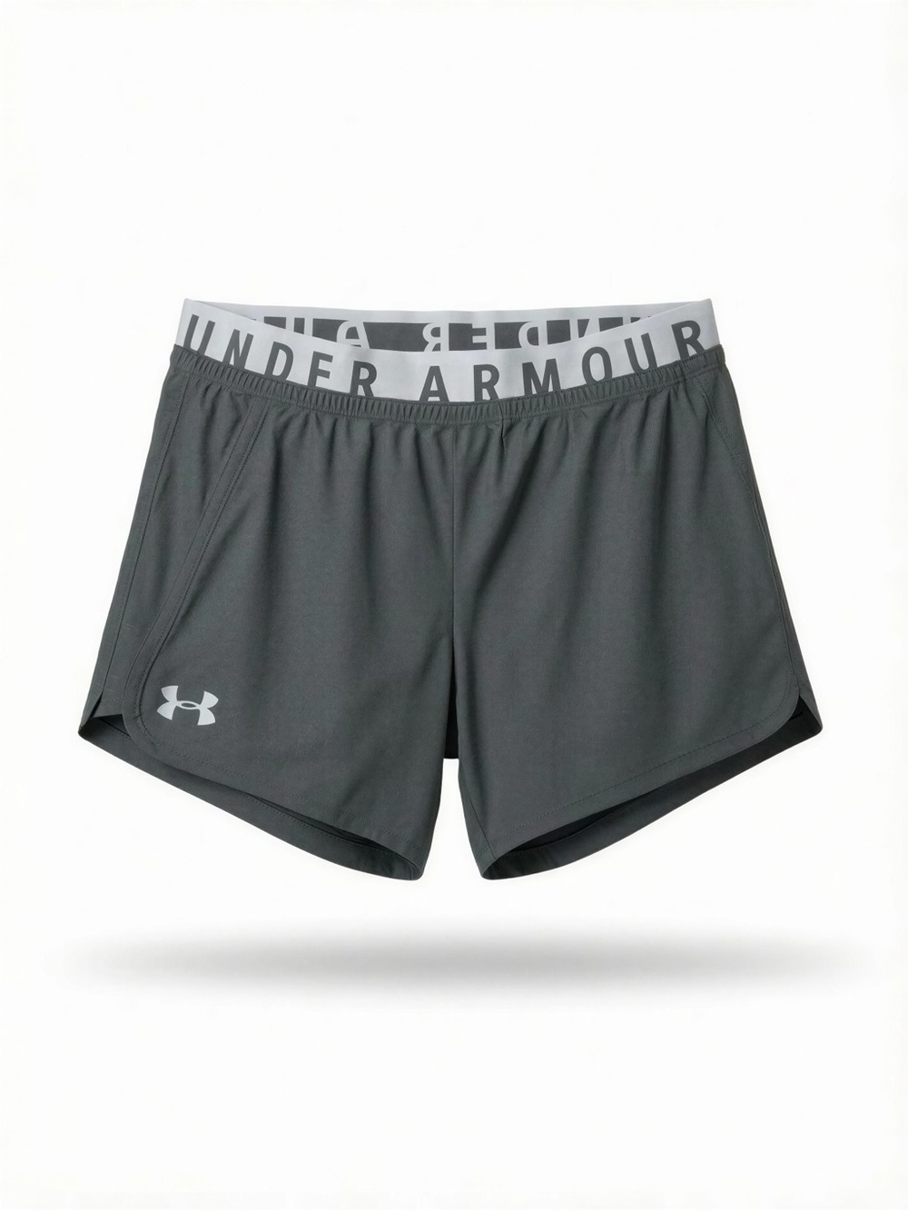 Under Armour Women's Charcoal Gray Athletic Shorts with Branded Waistband